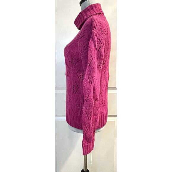 Liz Claiborne Wool Blend Open Hand Knit Sweater Jumper Pink Long Sleeve Size S - Picture 3 of 7